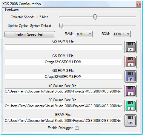 XGS 2008 Hardware Config Screen