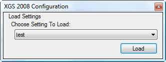 XGS 2008 Load Settings Screen