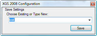 XGS 2008 Save Settings Screen